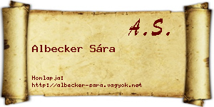 Albecker Sára névjegykártya