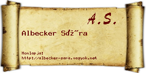 Albecker Sára névjegykártya
