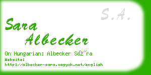 sara albecker business card